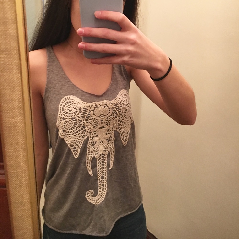 Bear Dance tank top with embroidered elephant